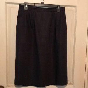 BLACK LINEN Valerie Stevens Midi Skirt